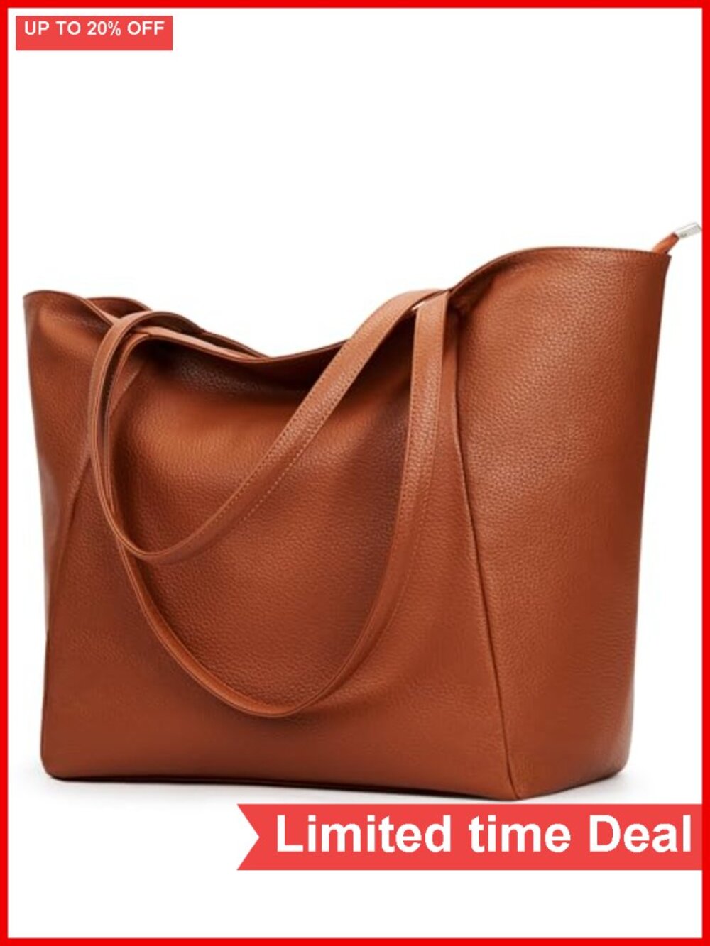 Large Vegan Leather Tote Bag 16L Weekender Work Bag